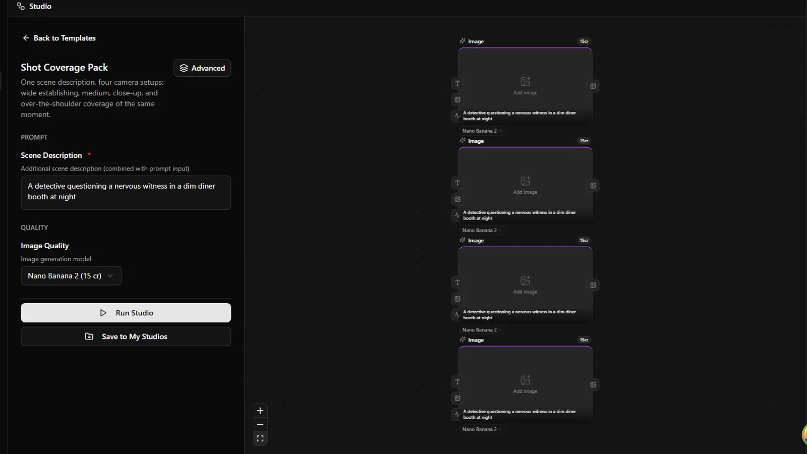 The Studio surface in the Master Timeline workspace